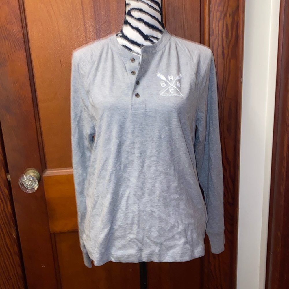 Brooks Brothers long sleeve, Henley, gray T shirt size small, new with tags